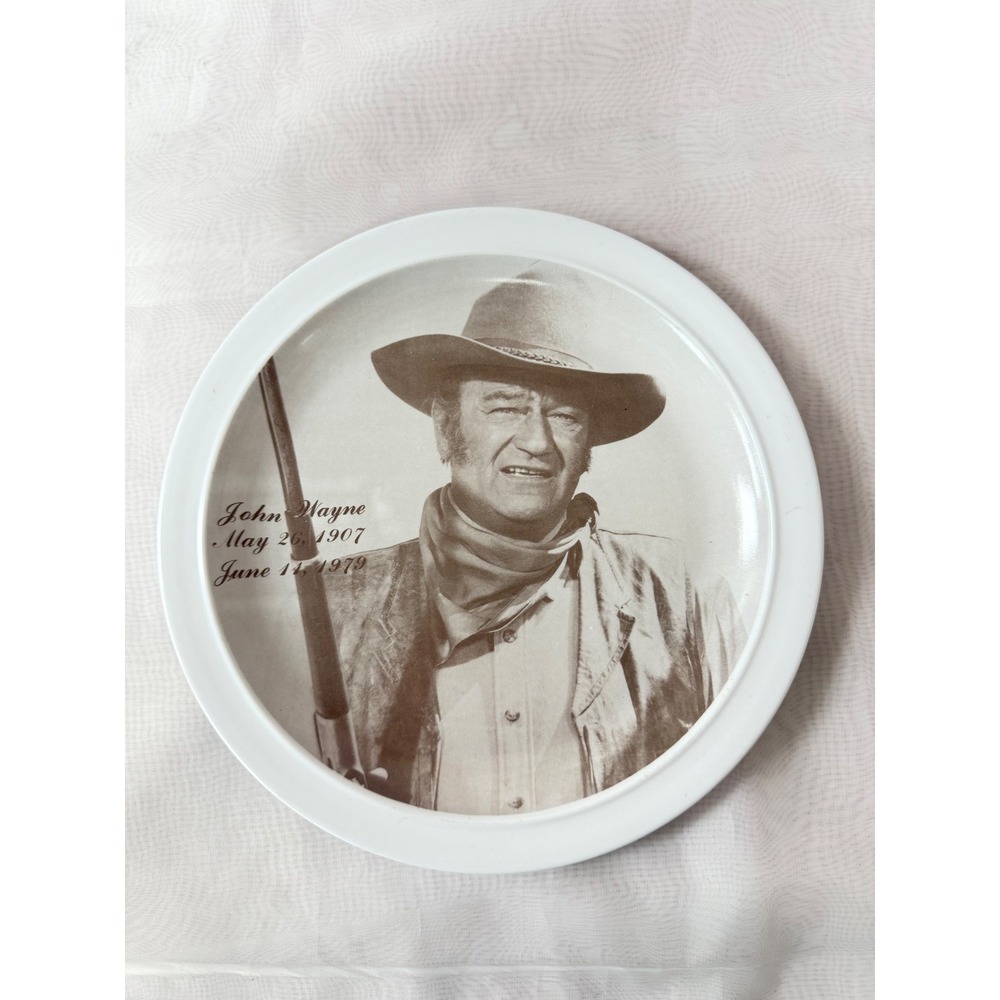 Vintage John Wayne Commemorative Collector Plate Sepia Portrait Western Decor